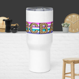 bcba striped travel mug with handle